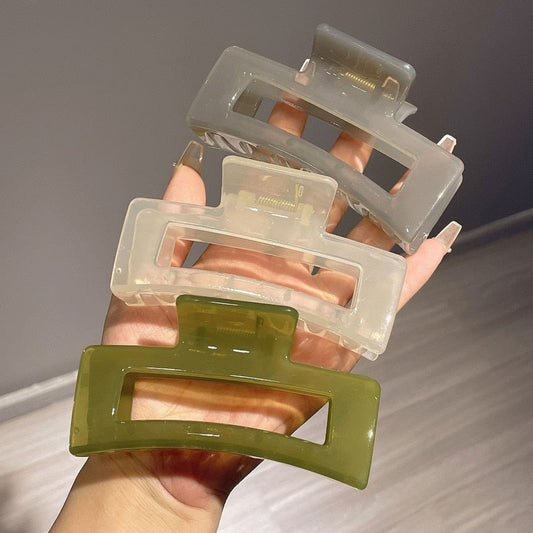 Korean Transparent Large Square Hair Clip Women Hair Claw Summer Elegant Fashion Back Head Shark Clip Headdress Hair Accessories